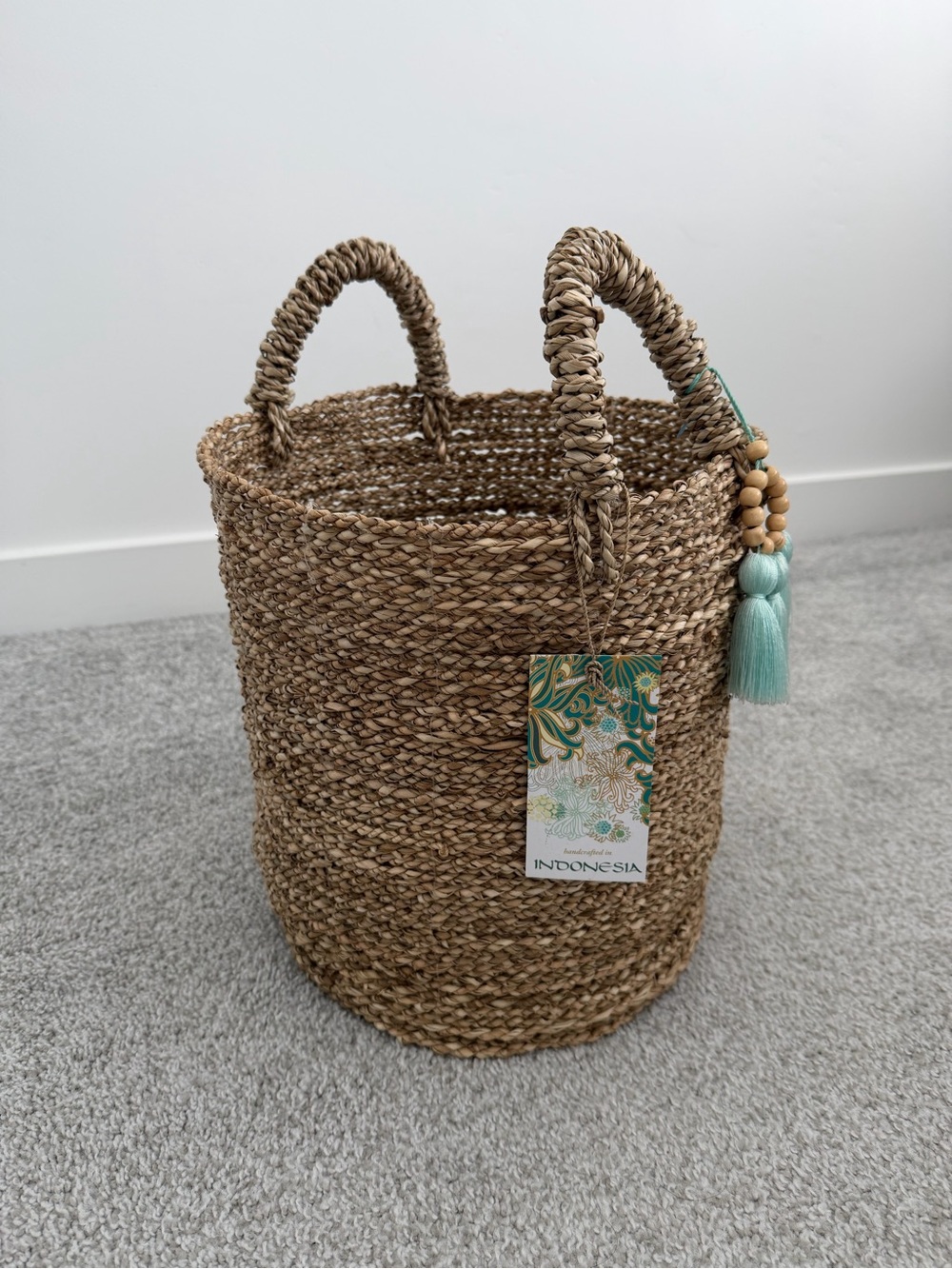 Handwoven Storage Basket with Handles.